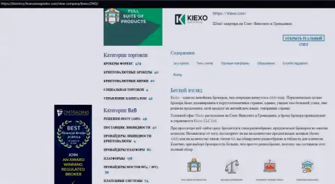 Статья про Форекс брокера KIEXO размещена на web-портале directory financemagnates com