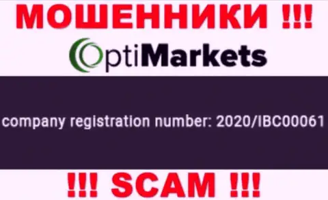 Регистрационный номер, под которым официально зарегистрирована компания OptiMarket: 2020/IBC00061