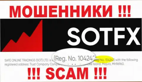 Как указано на официальном сайте мошенников SotFX Com: 10424 - это их регистрационный номер