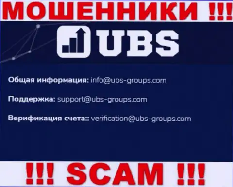 В контактной инфе, на web-сайте мошенников UBSGroups, представлена именно эта электронная почта