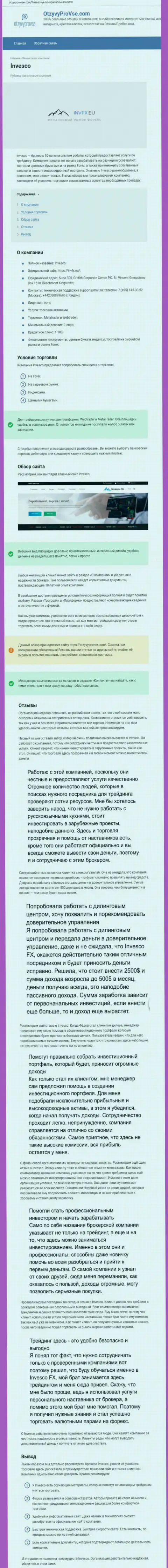 Сайт otzyvyprovse com представил собственное мнение о Форекс брокерской организации ИНВФИкс