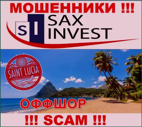 Поскольку Сакс Инвест зарегистрированы на территории Saint Lucia, прикарманенные денежные активы от них не вернуть
