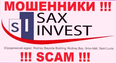 Вложения из организации SaxInvest вернуть обратно не выйдет, ведь расположены они в офшоре - Rodney Bayside Building, Rodney Bay, Gros-Islet, Saint Lucia