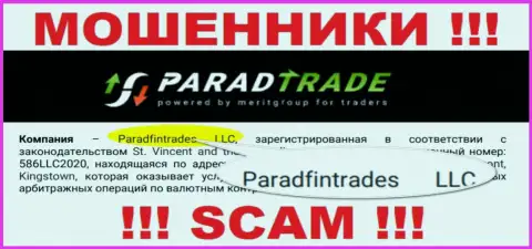 Юридическое лицо разводил ParadTrade Com это Paradfintrades LLC