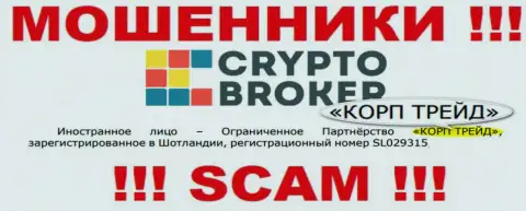 Сведения об юридическом лице internet-мошенников Crypto-Broker Ru
