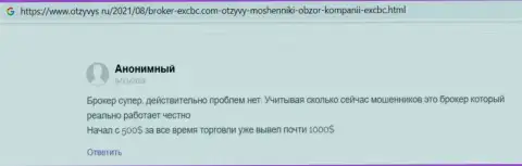 Позиция пользователя глобальной сети internet относительно условий для совершения торговых сделок Форекс компании EXBrokerc, выложенная на информационном ресурсе otzyvys ru